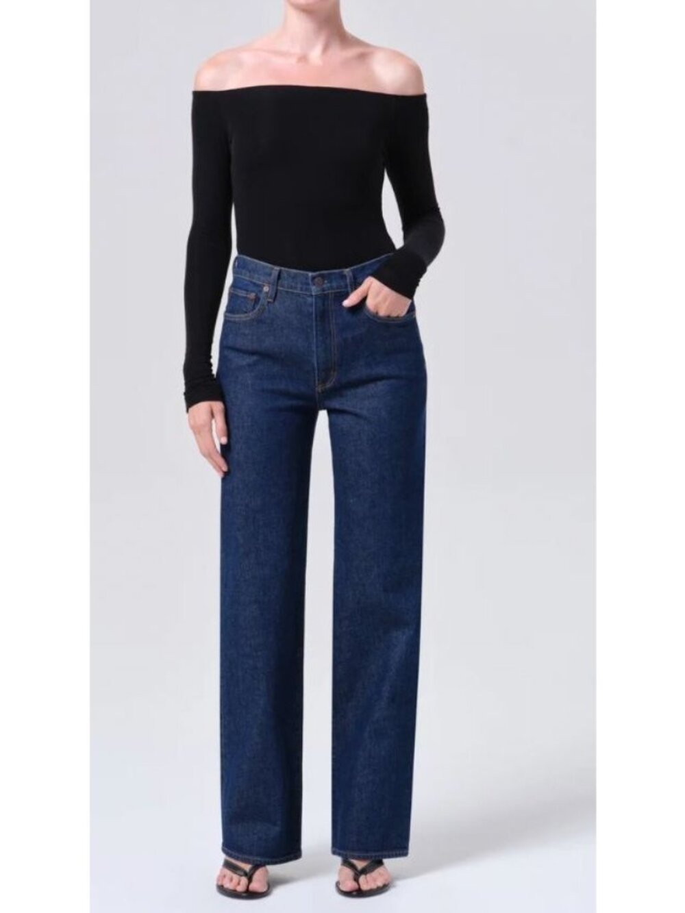 NWT Agolde Harper Blue Denim Jean Mid Rise Relaxed Straight Size 29 $238 [jb]